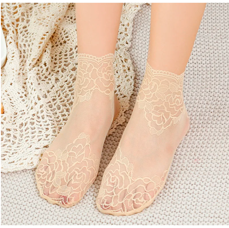 Medias de encaje Antideslizantes x 2 Pares