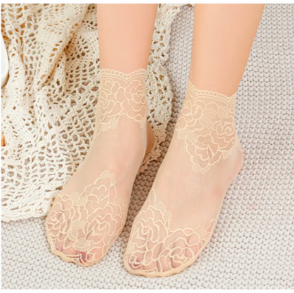 Medias de encaje Antideslizantes x 2 Pares