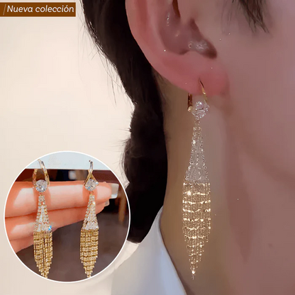 Pendientes de Cascada Golden Luxury